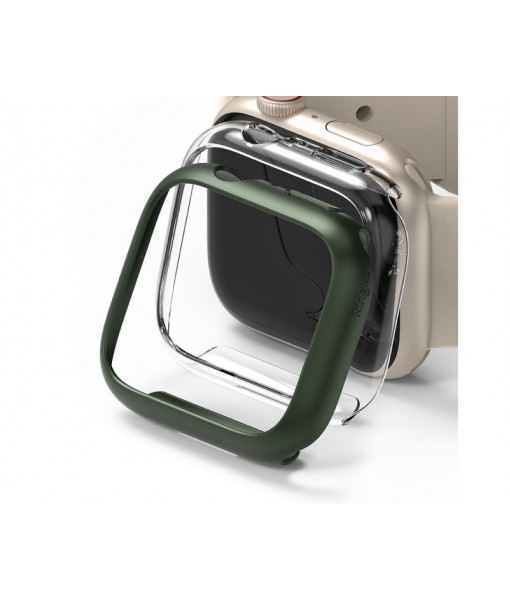 Set 2 X Husa Ringke Slim Compatibila Cu Apple Watch 7 ( 45mm ) , 1 X Verde, 1 X Transparenta